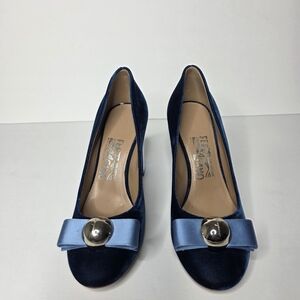 Salvatore Ferragamo Women's Blue Velvet Pumps